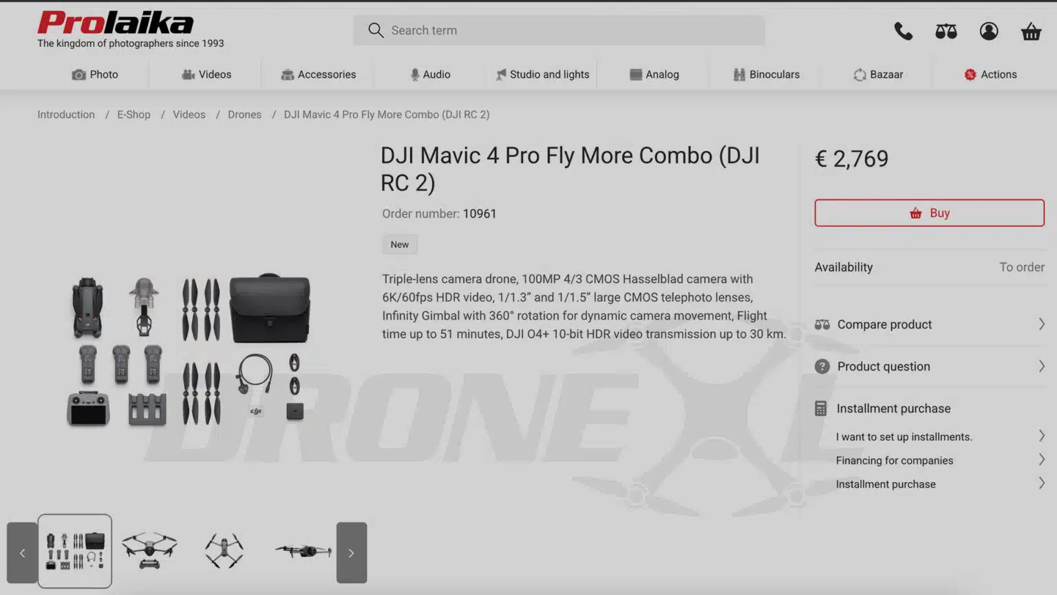 Captura del kit de Fly More Combo del DJI Mavic 4 Pro