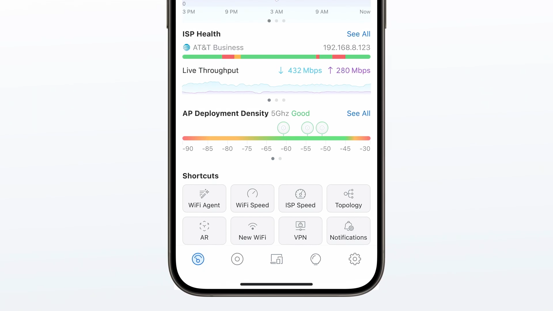 Interfaz de la app de UniFi Network
