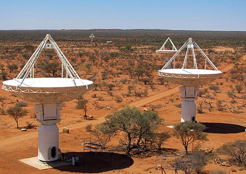 Conjunto de antenas del radiotelescopio ASKAP de la CSIRO en el Observatorio de Radioastronomía de Murchison, Australia Occidental, captadas en 2010.