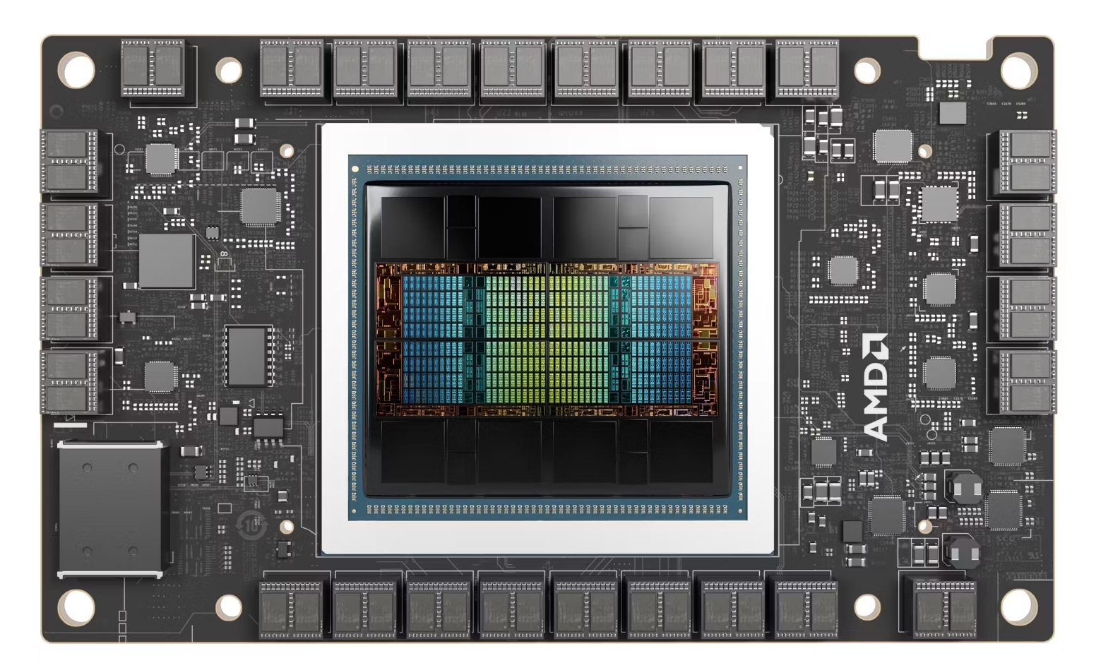 PCB de la GPU AMD MI300X | Créditos: AMD