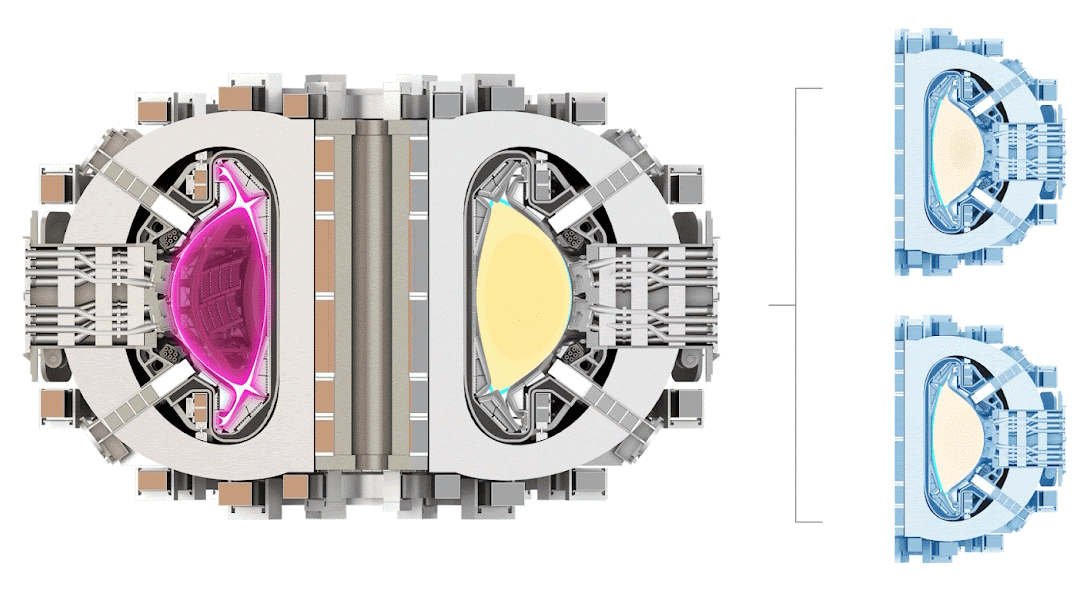 Simulaciones de equilibrio y flujo térmico del plasma dentro del tokamak SPARC. | Créditos: DeepMind