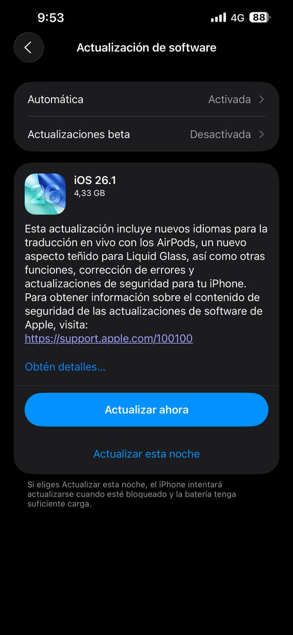 iOS 26.1 foto 1