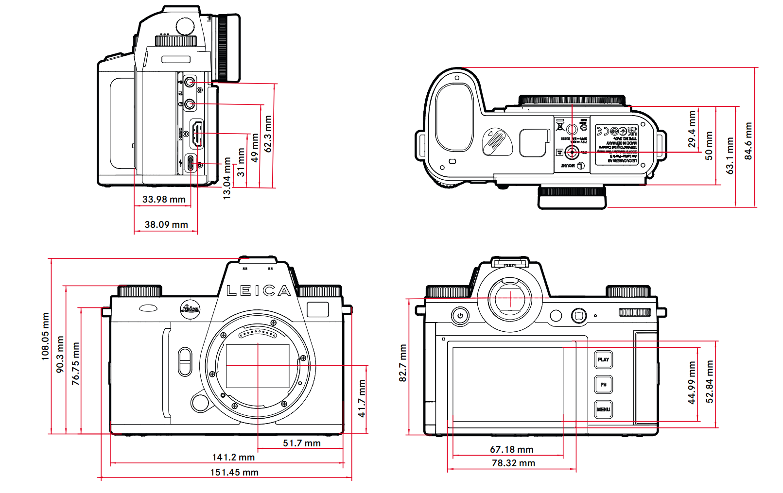 
Dimensiones de la aLeica SL3 Reporter | Créditos: Leica