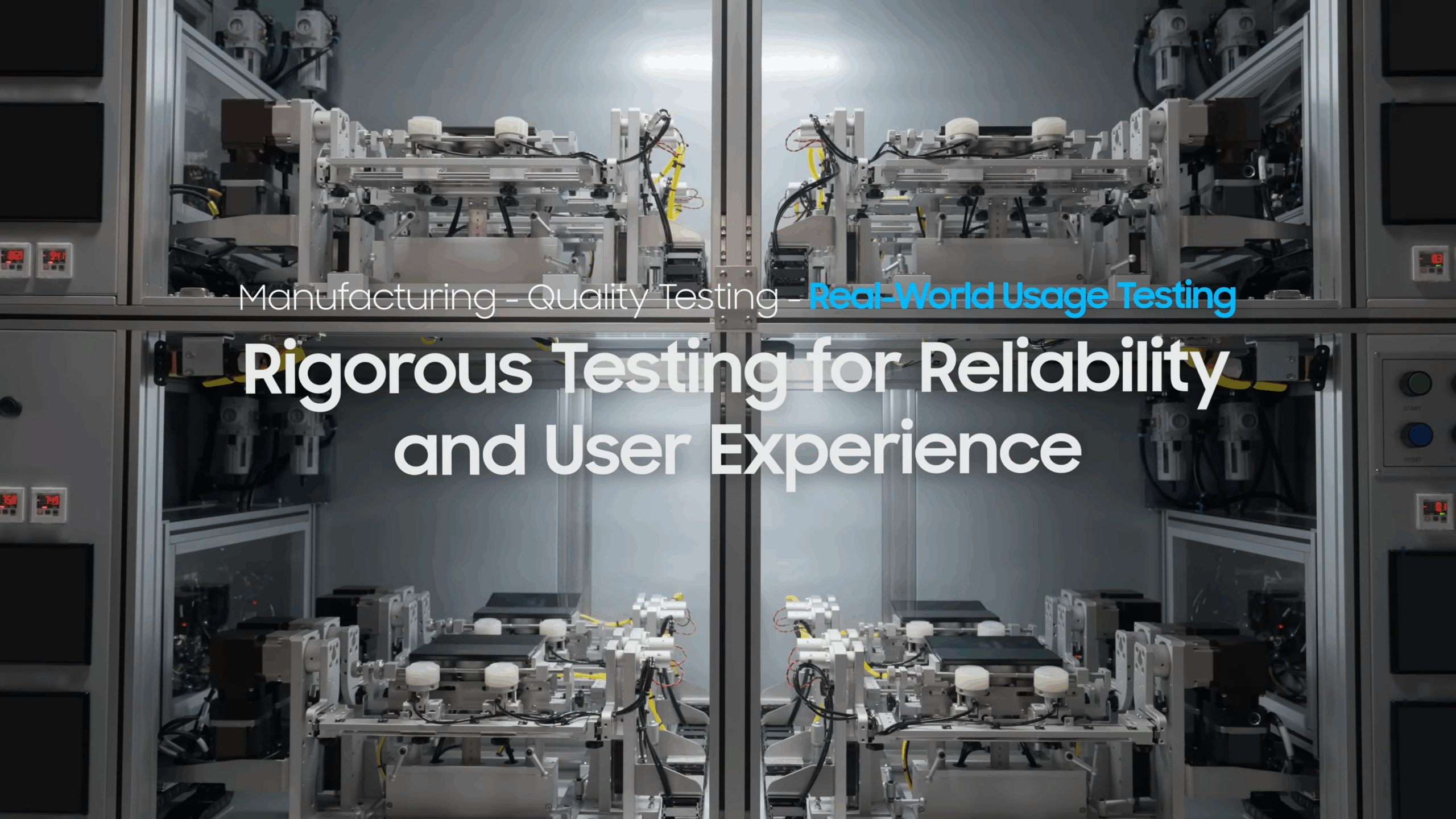 Instalaciones donde se llevan a cabo las pruebas de uso real del Galaxy Z TriFold, según el texto mostrado en pantalla | Créditos: Samsung