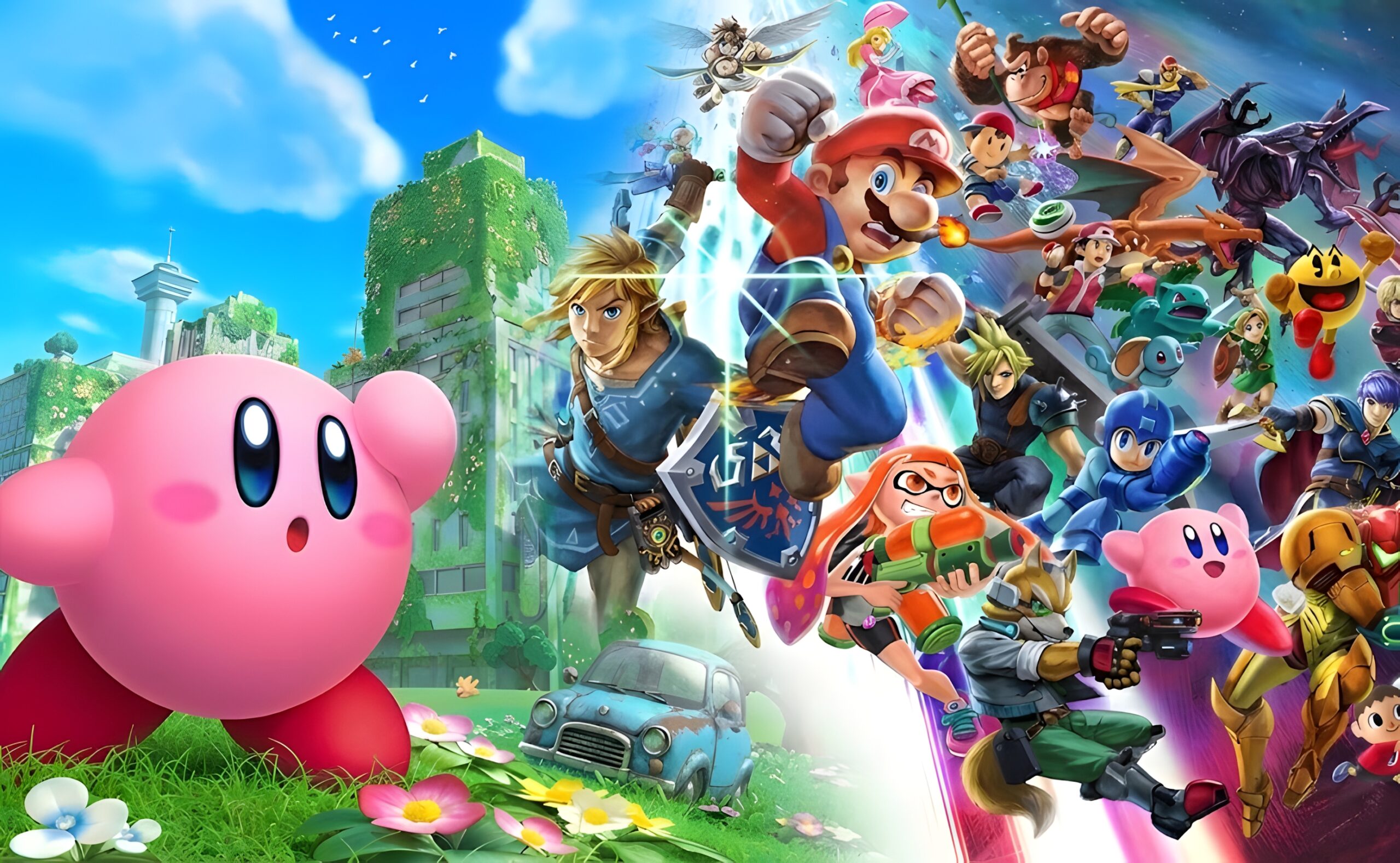 Composición visual con elementos de Kirby y Super Smash Bros. | Créditos: Imágenes base a Nintendo