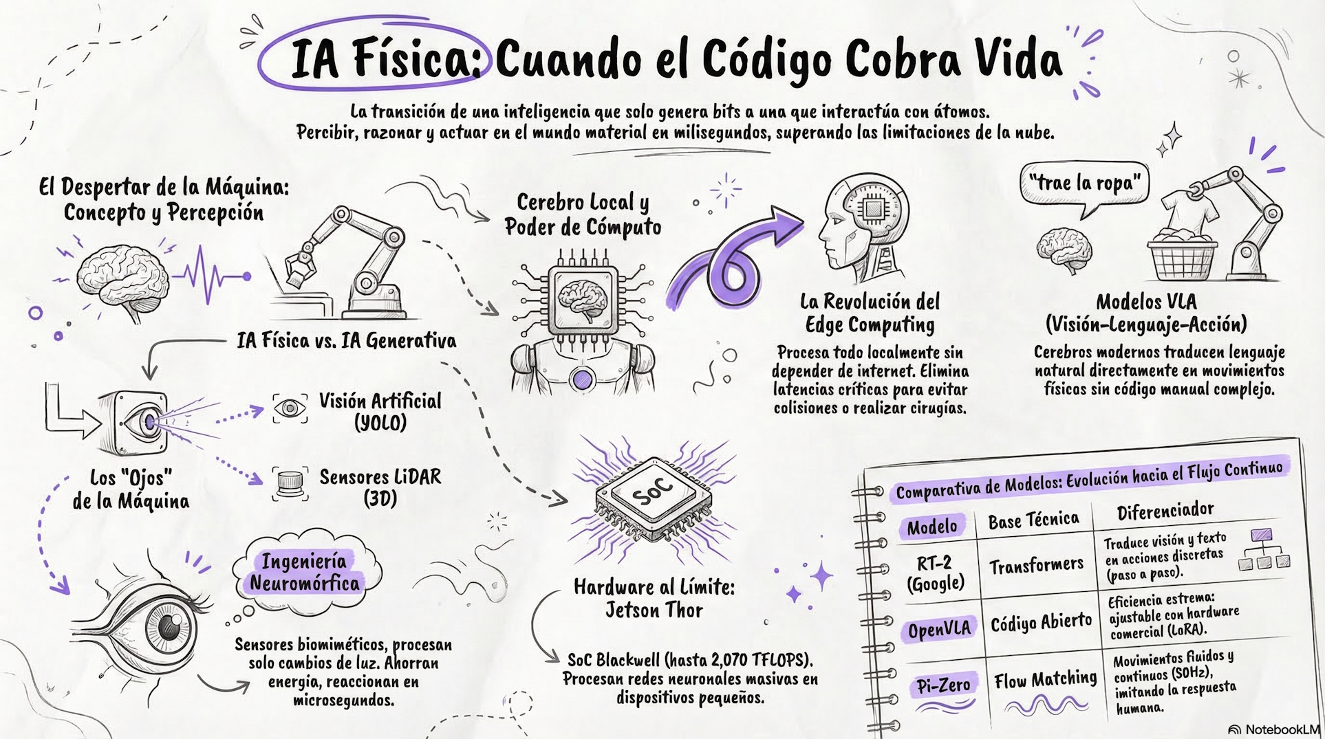 Infografía general de algunos conceptos que recoque la IA Física | Creada con NotebookLM
