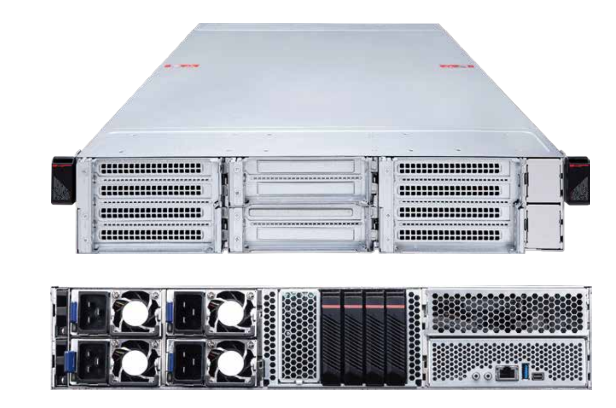 Especificaciones del modelo CG290-S3063, un servidor 2U equipado con un procesador Intel Xeon de la serie 6500P o 6700P. Su diseño estructural permite albergar hasta cuatro tarjetas gráficas de doble ancho a través de sus ranuras de expansión PCIe 5.0. | Créditos: MSI