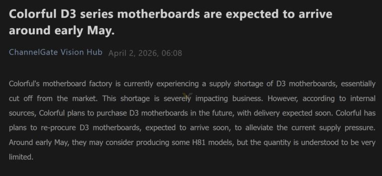 DDR3 Colorful relanzamiento en mayo