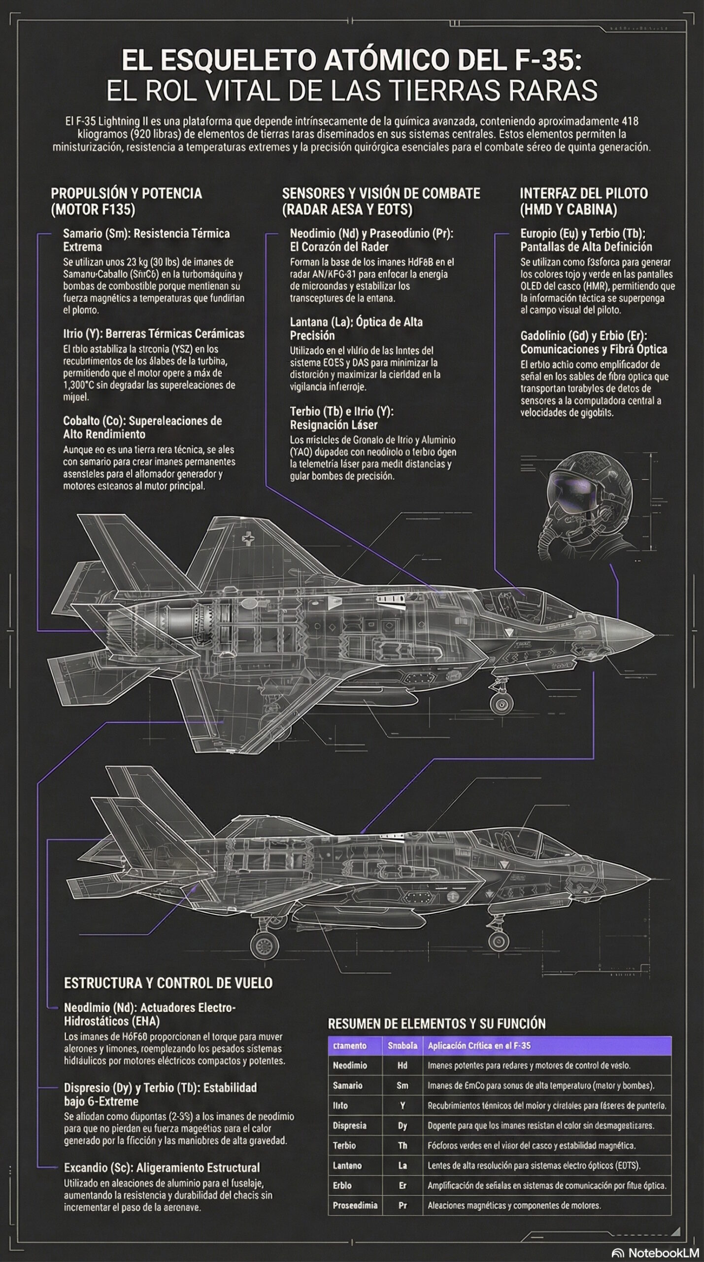 Tierras raras usadas en el avión F-35 | Creado con NotebookLM