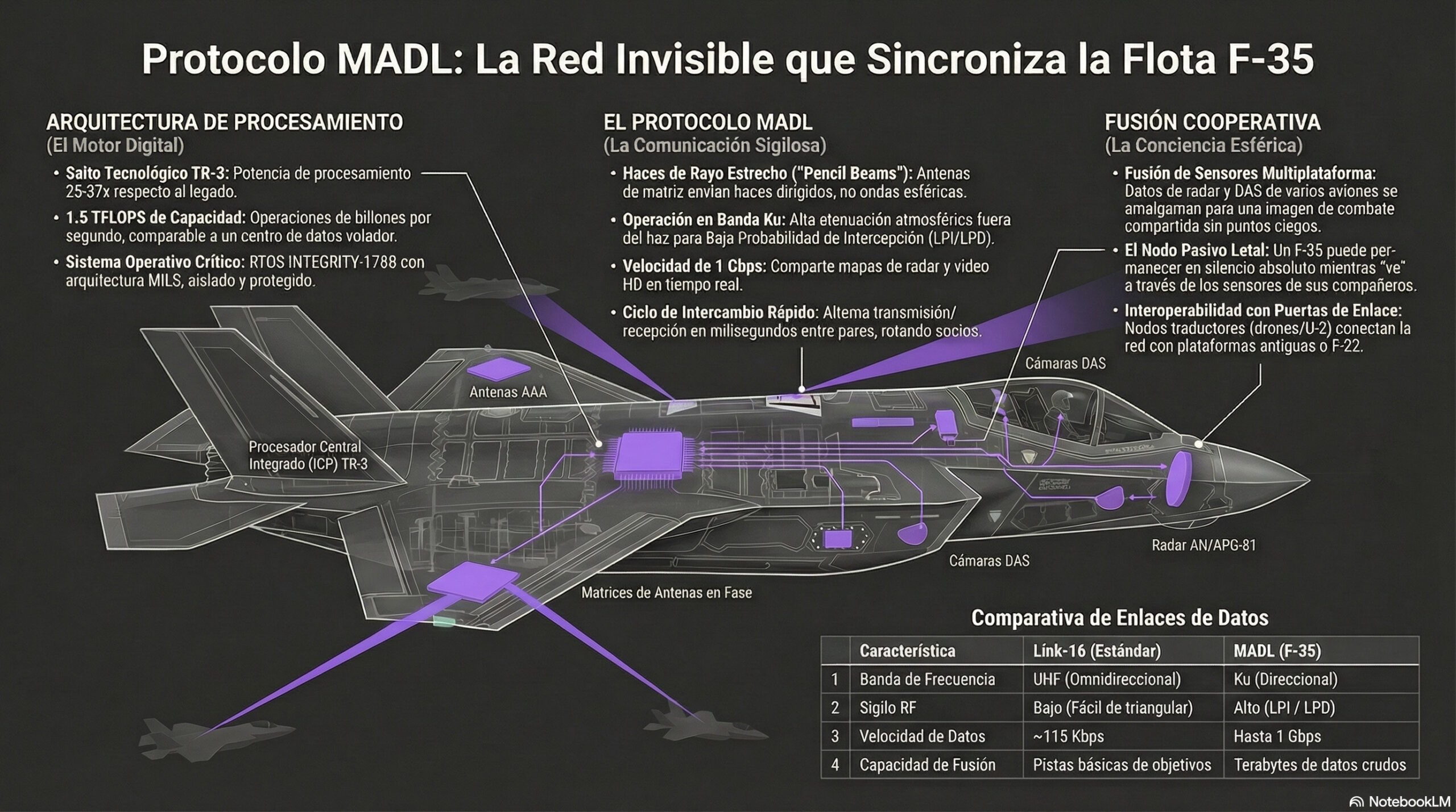 Infografía básica sobre aspectos básico del protocolo de interconexión MADL | Creado con NotebookLM