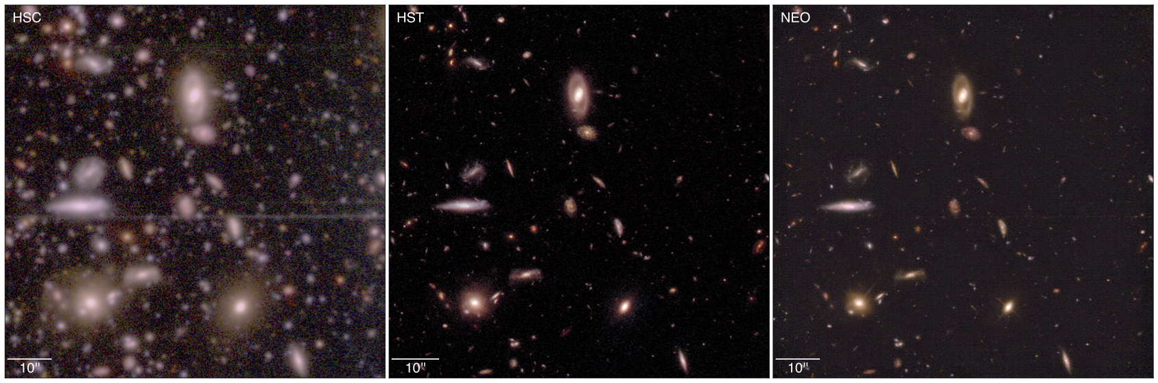 Comparación de imágenes astronómicas mostrando corrección de distorsión atmosférica mediante interpolación visual algorítmica. | Créditos: NVIDIA