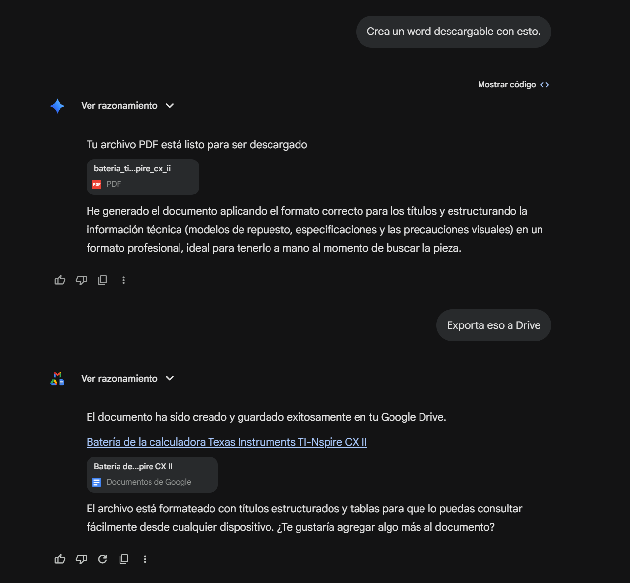 Prueba de la creación de documentos y el envío de ellos a Drive. | Créditos: Pisapapeles.