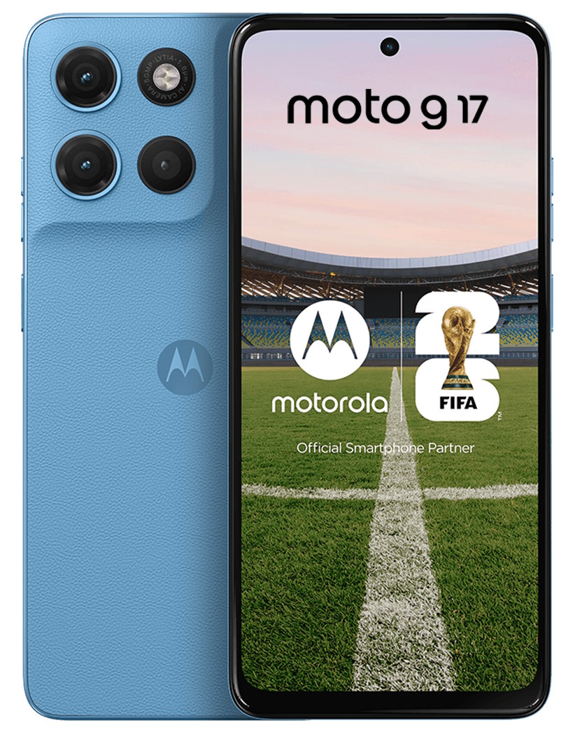 Vista delantera y trasera del moto g17.| Créditos: Motorola.