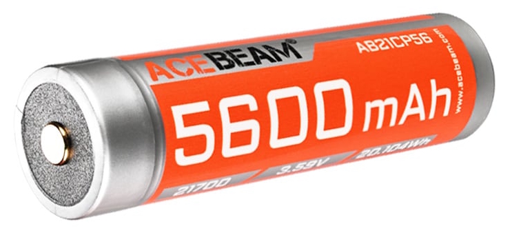 Batería tipo 21700 de 5600 mAh de Acebeam. | Créditos: Acebeam