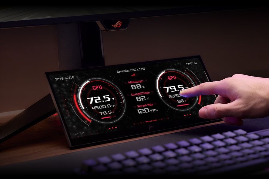 Vista genérica del panel tácil secundario para monitoreo el ROG Strix XG129C. | Créditos: ASUS