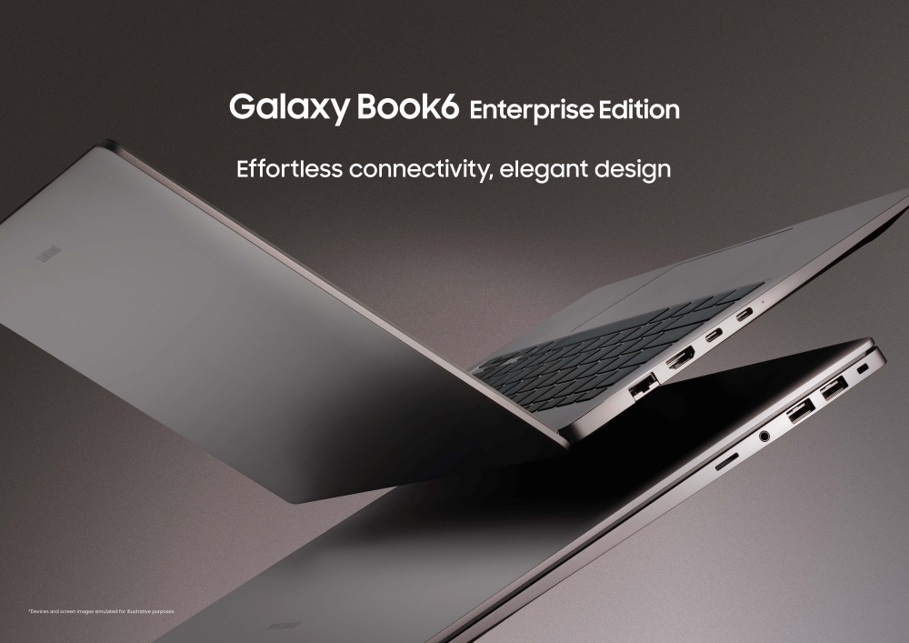 Vista lateral del Galaxy Book6 Enterprise Edition. | Créditos: Samsung.