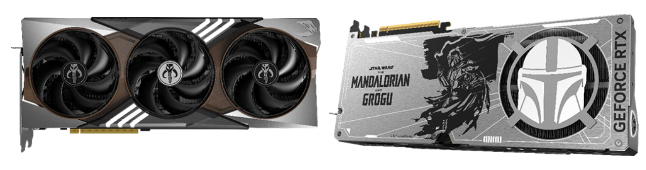 Vistas generales de la GPU GeForce RTX 5080 inspirada en The Mandalorian y Grogu. | Créditos: MSI