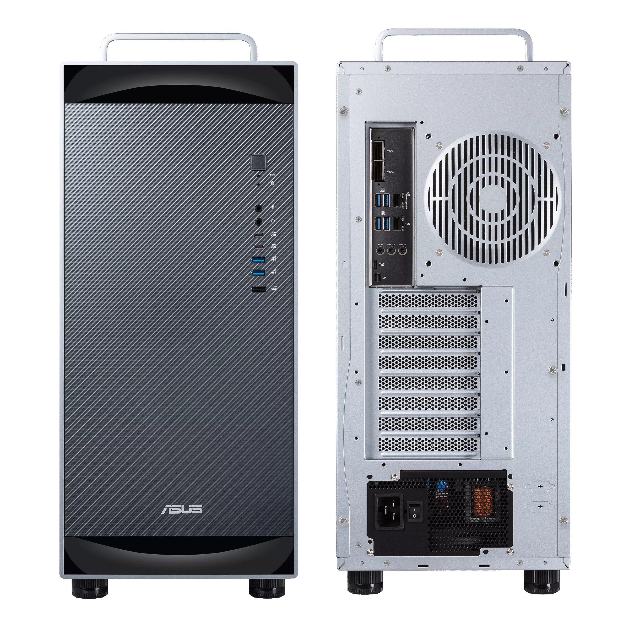 Vista trasera y delantera del ExpertCenter Pro ET900N G3. | Créditos: ASUS