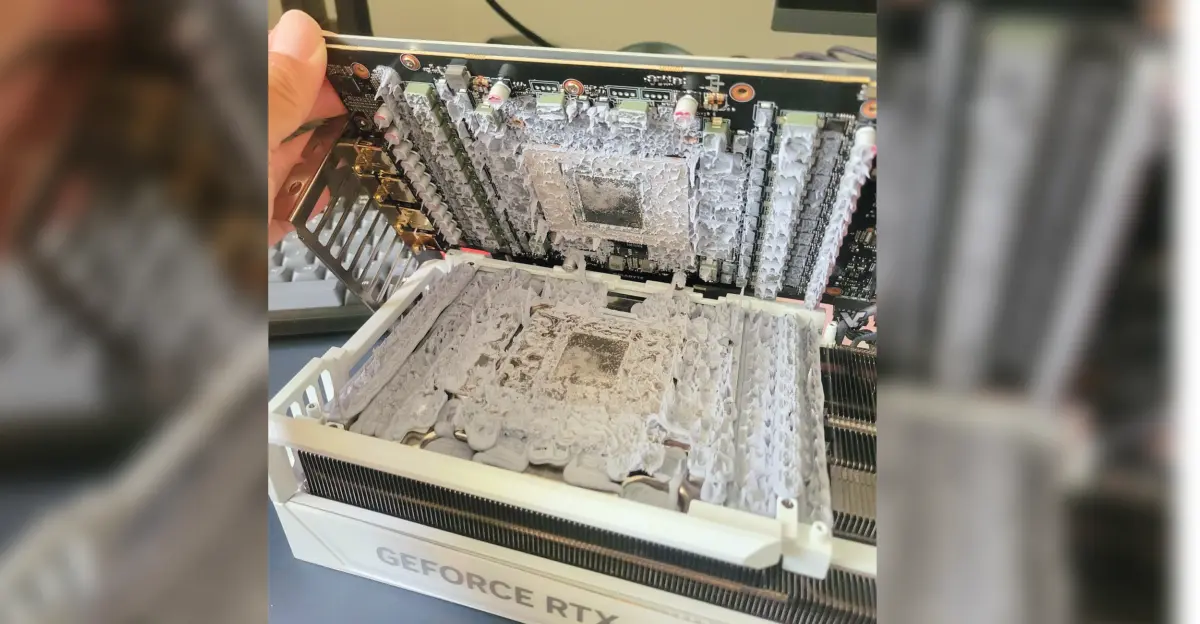Exceso de pasta térmica de fábrica en AORUS RTX 5090 foto portada