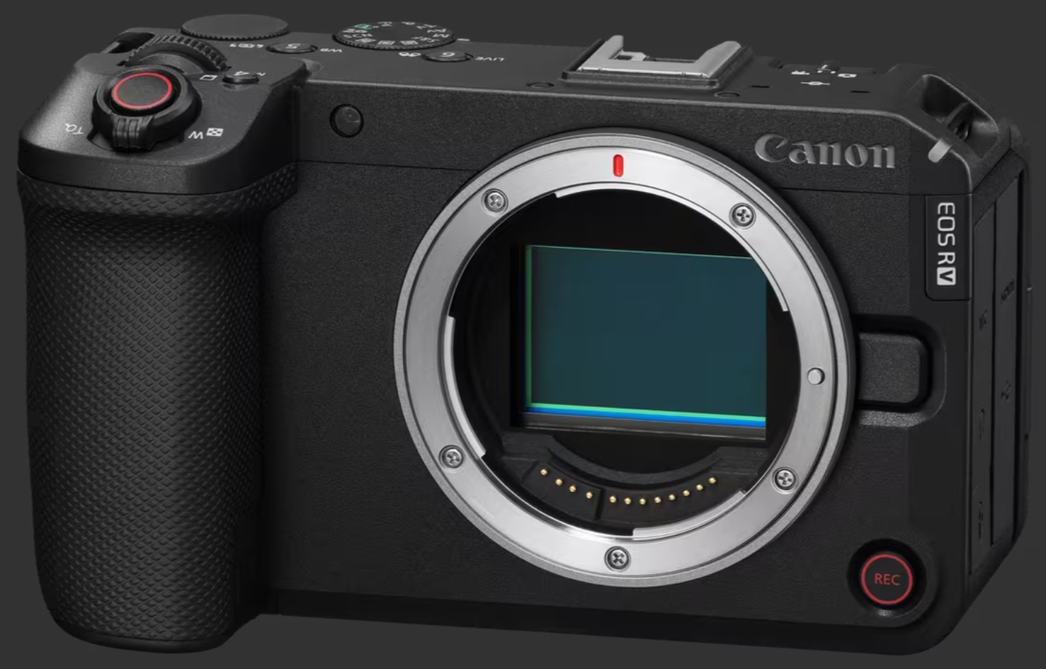 Vista del cuerpo y el sensor de la Canon EOS R6 V. | Créditos: Canon