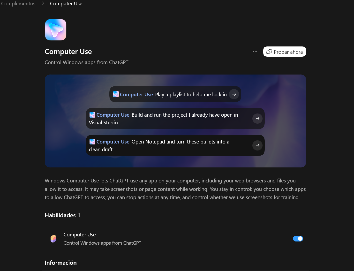 Computer Use permite a ChatGPT operar aplicaciones de Windows autorizadas, acceder a archivos y navegadores, y detener las acciones en cualquier momento | Créditos: Pisapapeles