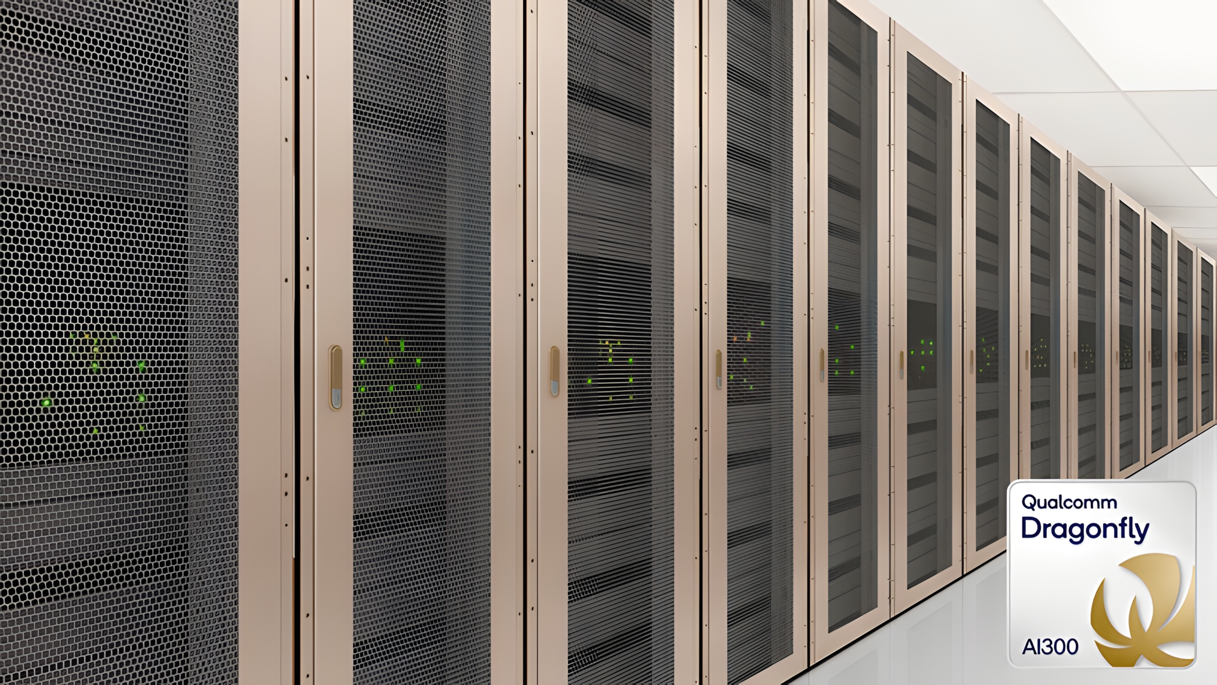 Imagen referencial de racks Qualcomm Dragonfly AI300, plataforma de inferencia que usará HBC Gen 2 y está prevista para muestras comerciales en 2028. | Créditos: Qualcomm