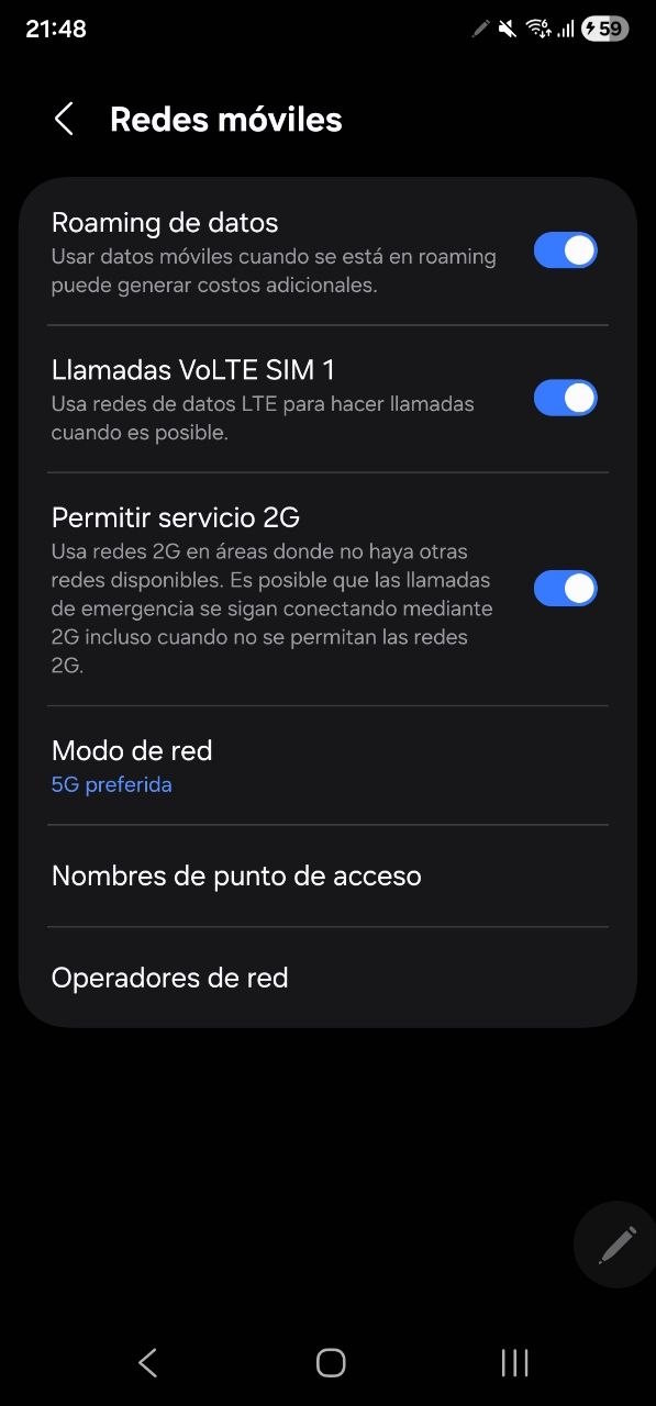 Roaming de datos den Android. | Créditos: Pisapapeles