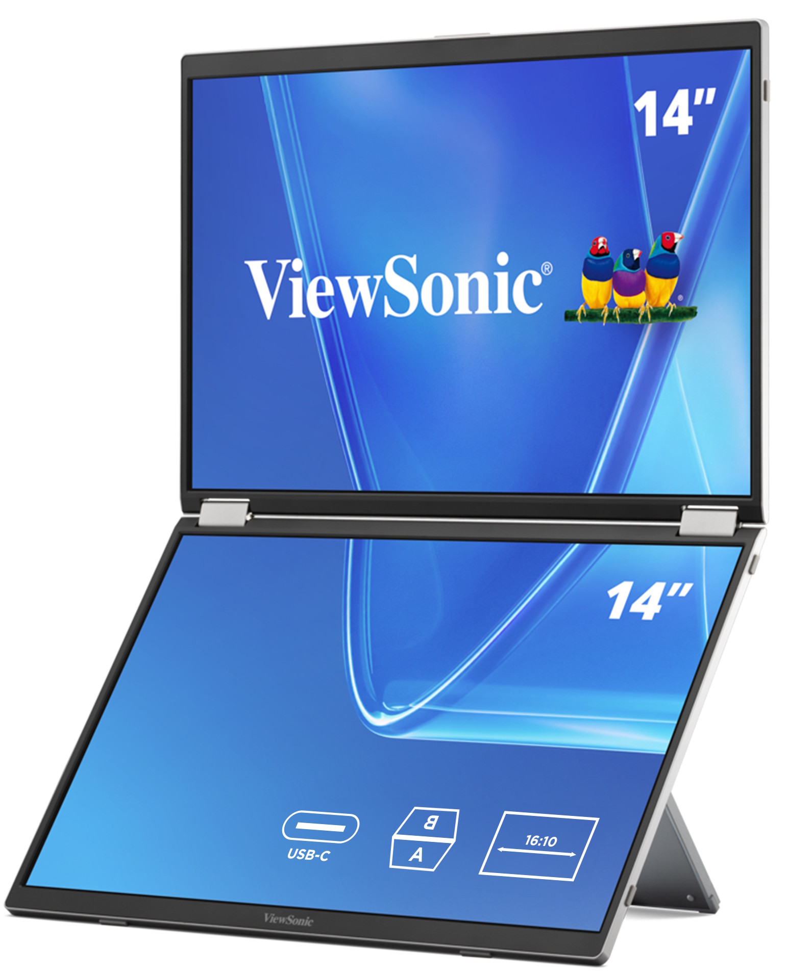 Vista frontal del ViewSonic VG1457 en su postura de pantalla vertical. | Créditos: ViewSonic