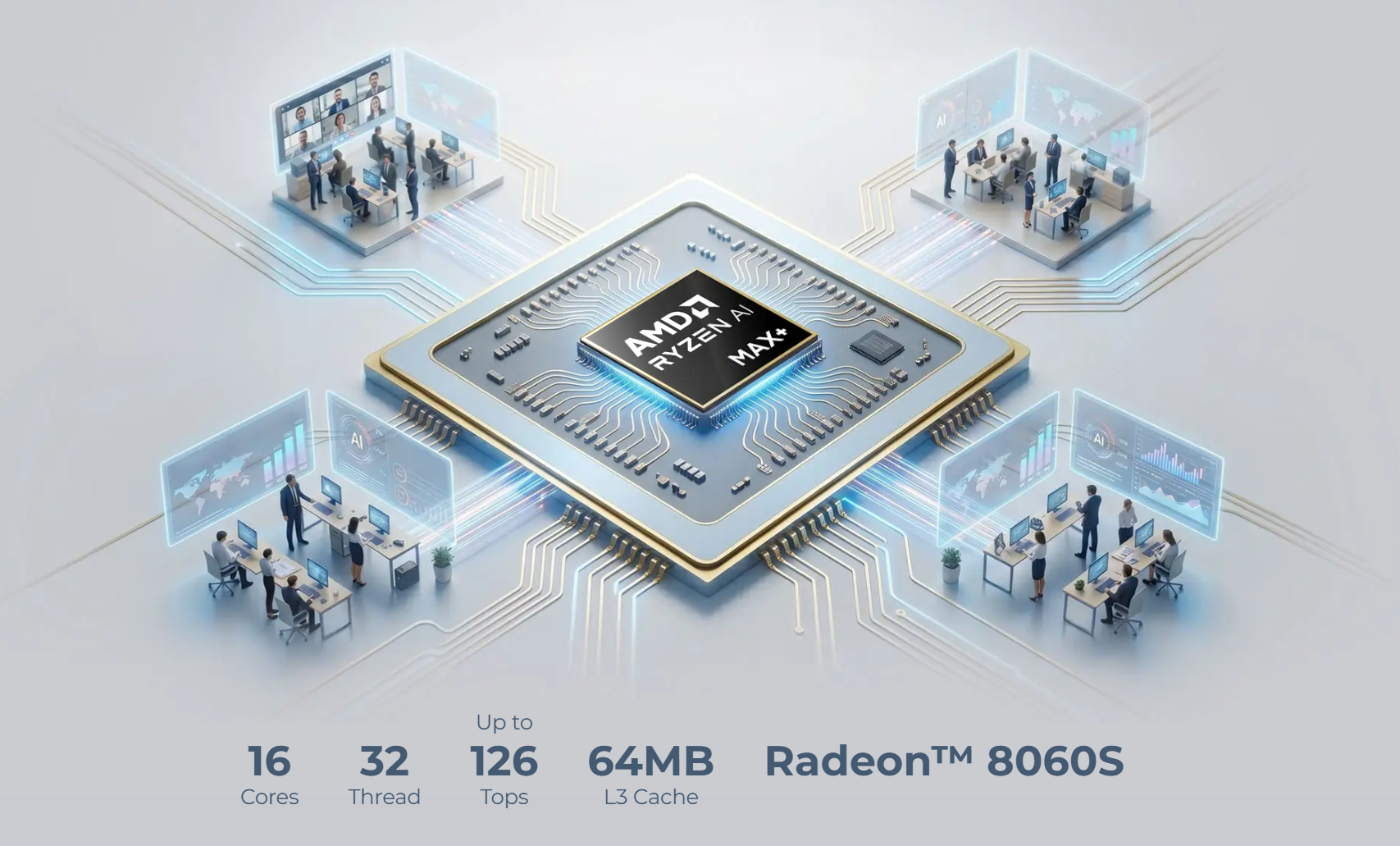 El procesador AMD Ryzen AI Max+ 395 ofrece hasta 126 TOPS de rendimiento combinado para tareas de IA local. | Créditos: MSI