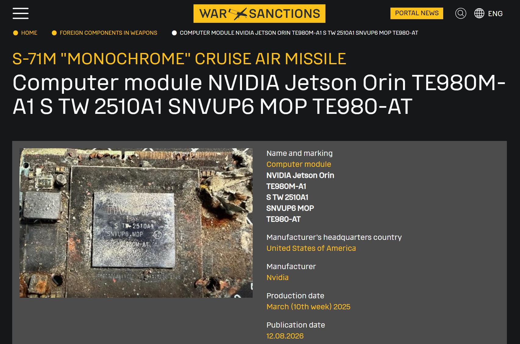 NVIDIA Jetson Orin en misil de guerra foto 1