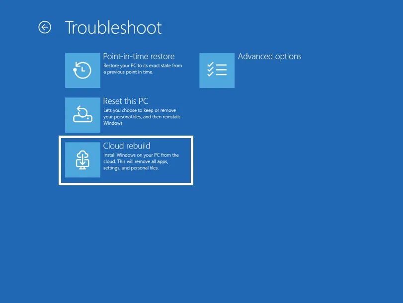 Windows 11 próxima función Cloud Rebuild foto 1