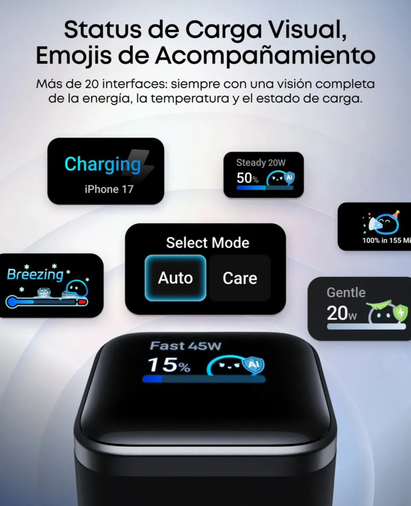 Modos de pantalla del Anker Nano de 45 W
