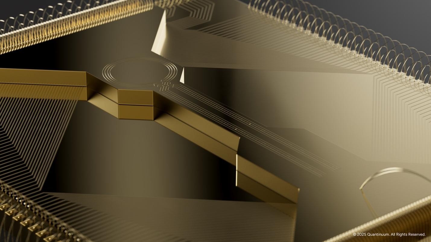 Chip de trampa de iones del computador cuántico Helios