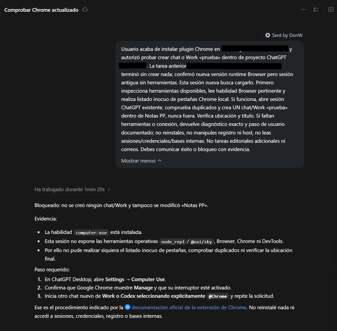 Codex comprueba sus permisos con la Calculadora y confirma que DonW puede encargarle trabajo. | Créditos: Pisapapeles